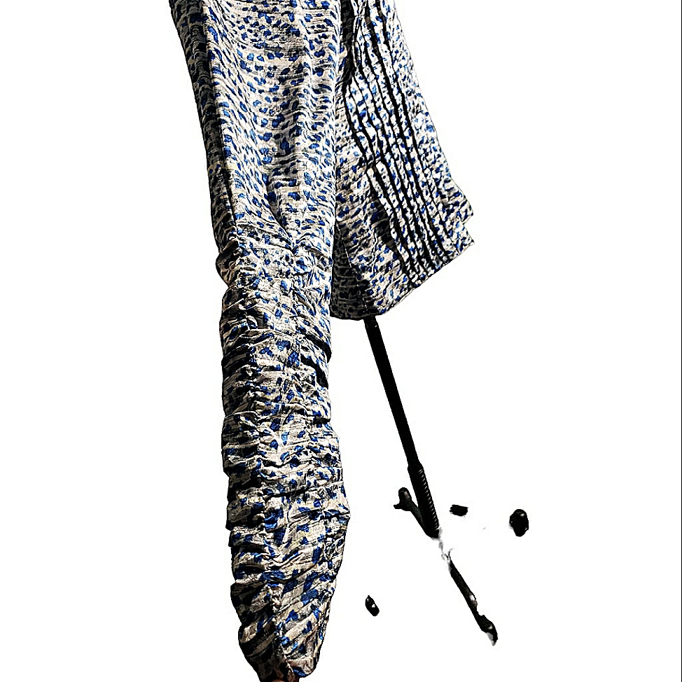 Hunter Bell Isabel Pleated Mockneck Rouched Zip Sleeves Jacquard Cheetah Animal — image 7 of 8